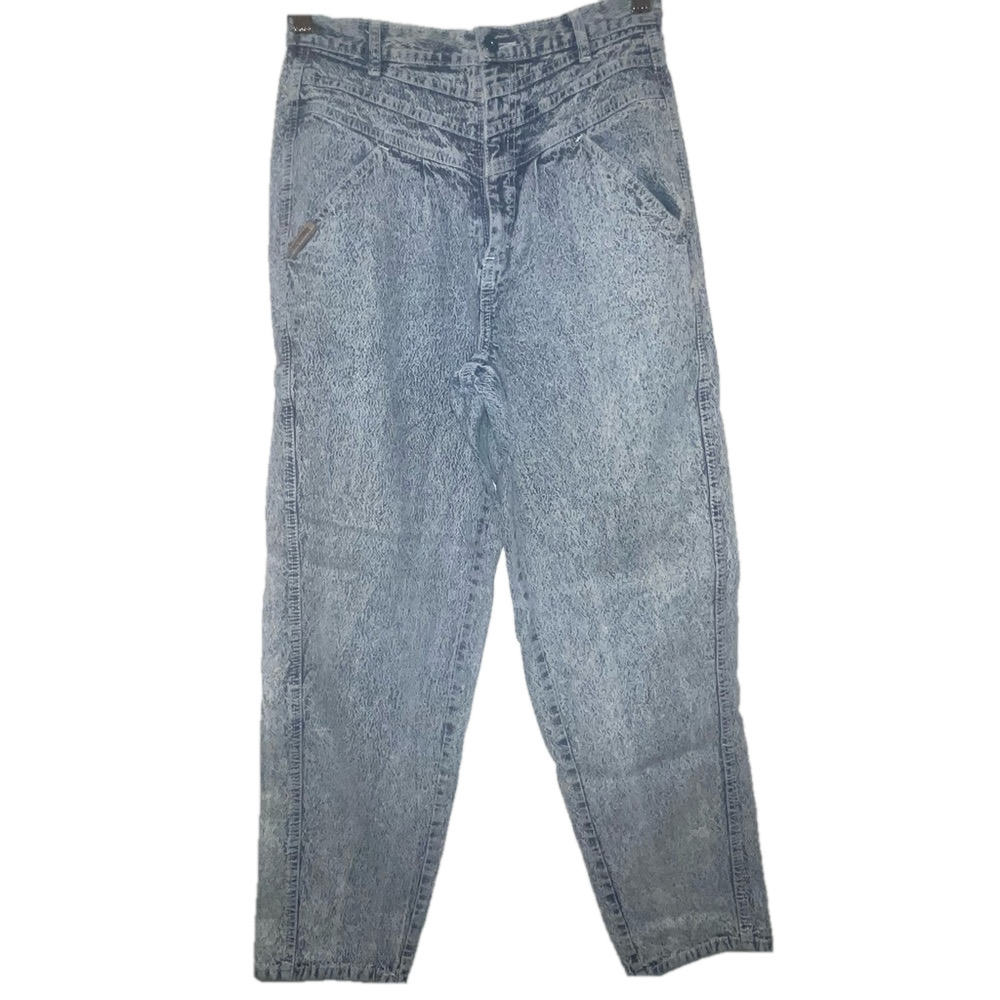 Vintage 80s 90s PS Gitano Acid White Wash Mom Jeans Tapered Crop Ankle 10 Short